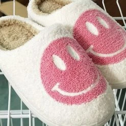 Miss Sparkling Pink Smiley Face Slippers SHOES