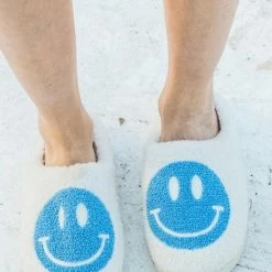 Miss Sparkling SHOES Blue Smiley Face Slippers