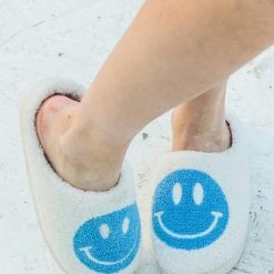 Miss Sparkling SHOES Blue Smiley Face Slippers