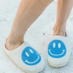 Miss Sparkling SHOES Blue Smiley Face Slippers