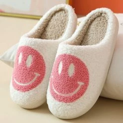 Miss Sparkling Pink Smiley Face Slippers SHOES