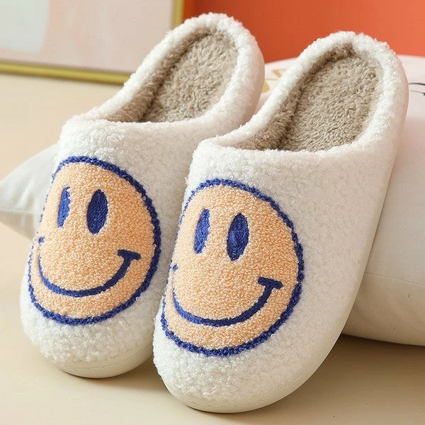 Miss Sparkling Yellow/Blue Smiley Face Slippers SHOES