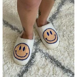 Miss Sparkling Yellow/Blue Smiley Face Slippers SHOES