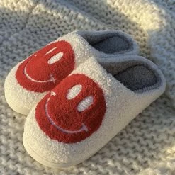Miss Sparkling Red Smiley Face Slippers