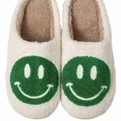 Miss Sparkling SHOES Green Smiley Face Slippers