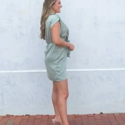 Entro Sawyer Dress- Green CLOTHING