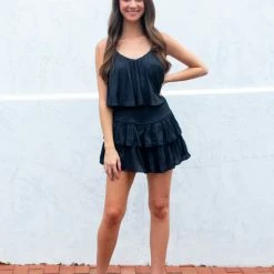 Mustard Seed Marty Romper- Black CLOTHING