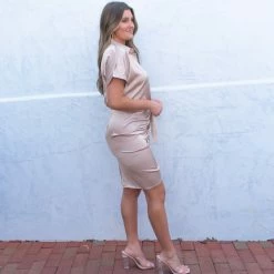 Do + Be Collection Bonnie Dress- Champagne CLOTHING