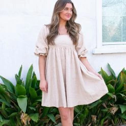Sweet Lemon CLOTHING Sallie Dress- Tan