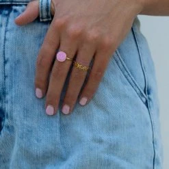 Golden Stella Epoxy Smiley Face Ring JEWELRY