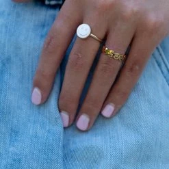 Golden Stella Epoxy Smiley Face Ring JEWELRY