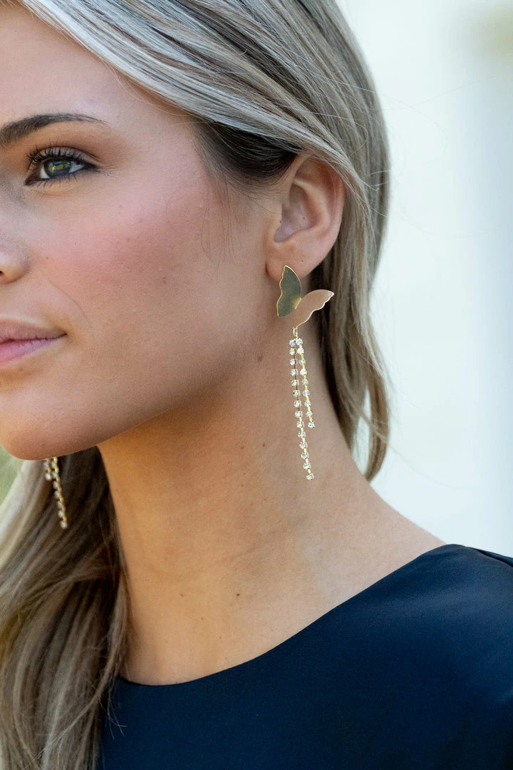 Golden Stella Butterfly Dangle Earrings