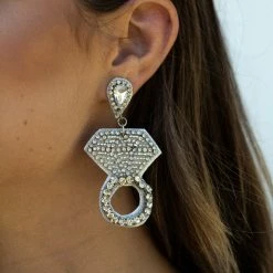 Golden Stella Diamond Ring Dangle Earrings