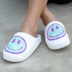 Babe Wholesale SHOES Blue/Purple Smiley Face Slippers