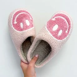 Miss Sparkling SHOES Light Pink Smiley Face Slippers