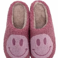 Miss Sparkling Magenta Smiley Face Slippers SHOES