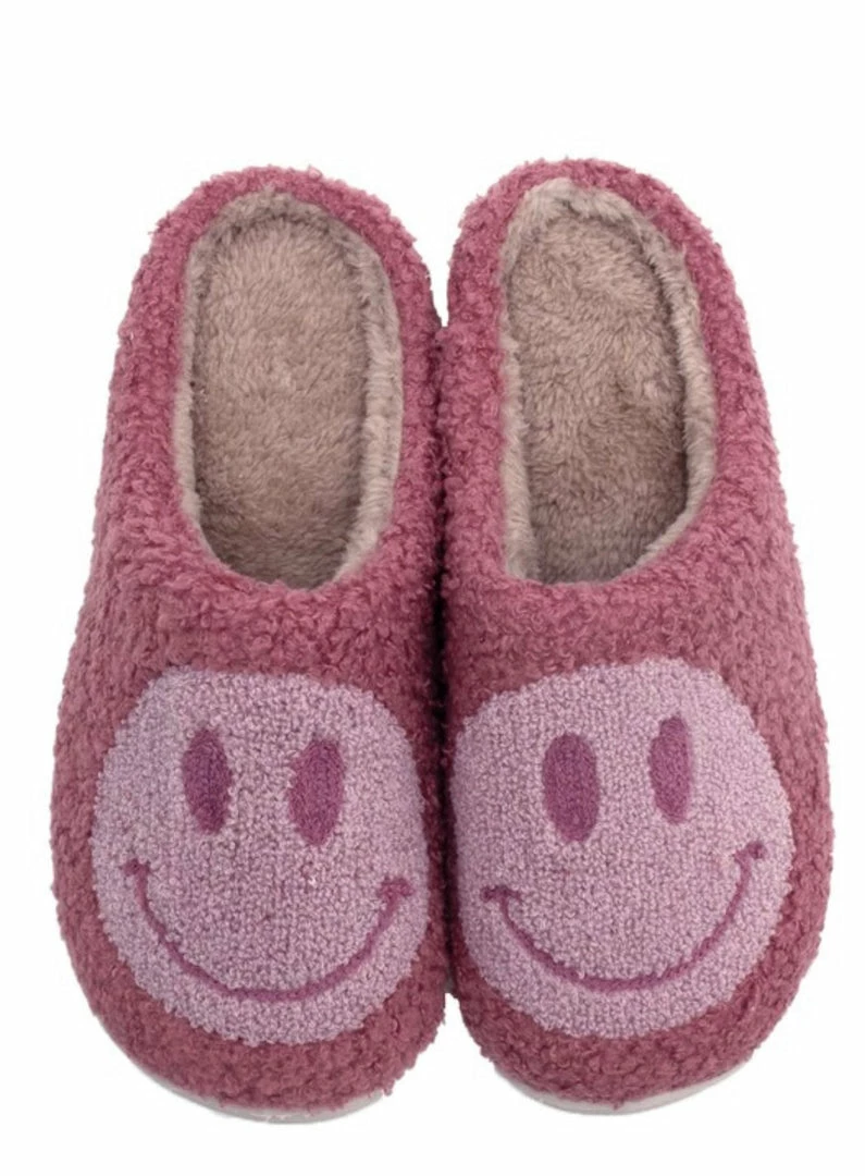 Miss Sparkling Magenta Smiley Face Slippers SHOES