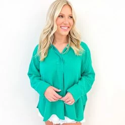 Before You Collection CLOTHING Hillary Top- Green