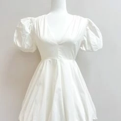 Vintage Shop Molly Dress- White CLOTHING